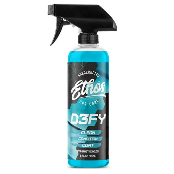 Ethos Defy - Revêtement Céramique 3 en 1 - Vaporisateur & Cire pour Lavage de Voiture Sans Eau - Cire pour Lavage Sans Traces - Couche de Finition Hydrophobe - Protection Polissage & Scellant Polymère - avec Technologie Insta-Bond - 16OZ