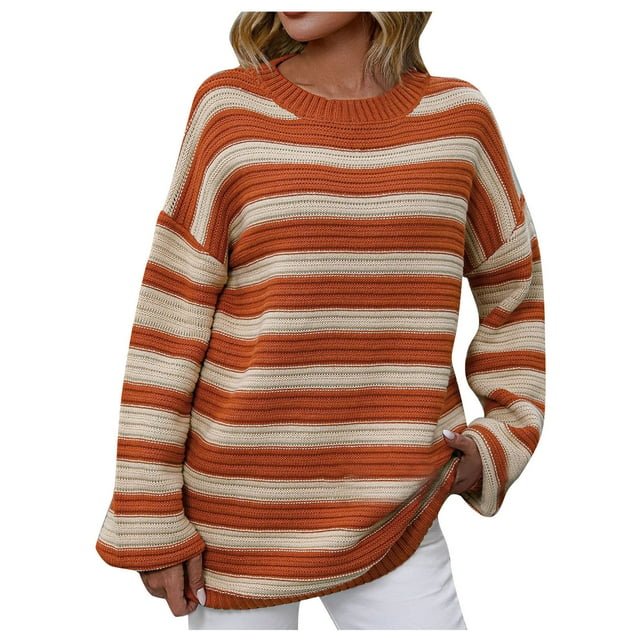 Yuyuzo Pulls d'Automne pour Femmes à Manches Longues Col Rond Tricot Pull Tops Chemisier à Volants