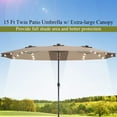thumbnail image 6 of AEGFKD 15 Ft Double Sided Patio Umbrella with Solar Lights, Extra Large Rectangle Outdoor Umbrella with 36 LED Lights & Crank Handle for Deck, Poolside, Garden, Backyard (Tan), 6 of 10