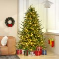 thumbnail image 1 of Gymax 7 ft pre-lit artificial Christmas tree artificial hinged Christmas tree w/ 380 LED lights & 1130 Branch Tips, 1 of 10