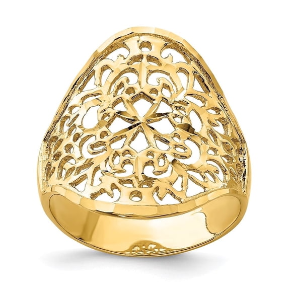 Diamond2Deal Mother's Day Gift 14K Yellow Gold Polished Filigree Ring for Women Size 7