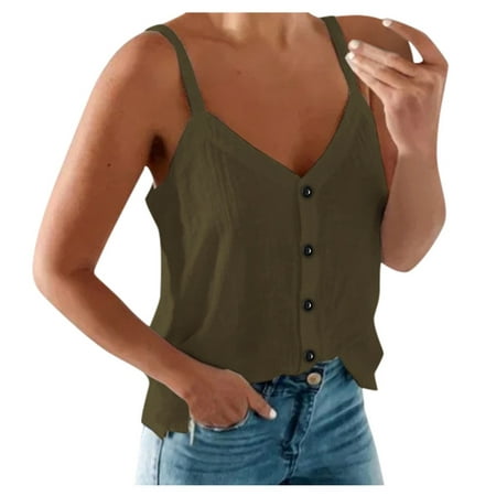 

Pianpianzi Casual Women Tops Cake Tops for Women Corsets Top for Women Womens Button Vest Fashion Vest Solid Color Camisole Sexy Sleeveless Tops