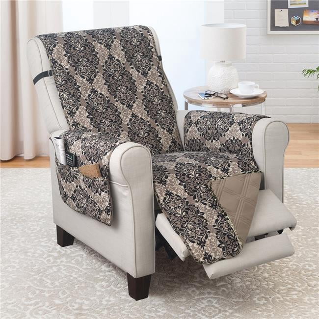 212 Main 703681 Recliner Furniture Protector, French Damask Black & Taupe