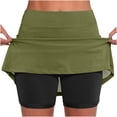 thumbnail image 2 of QATAINLAV Women's Tennis Sports Skirt with Shorts Solid Color Casual Yoga Running Skorts Milk Silk Soft Layered Ruffle Mini Skirts Ofertas Flash Del Dia Army Green XL, 2 of 7