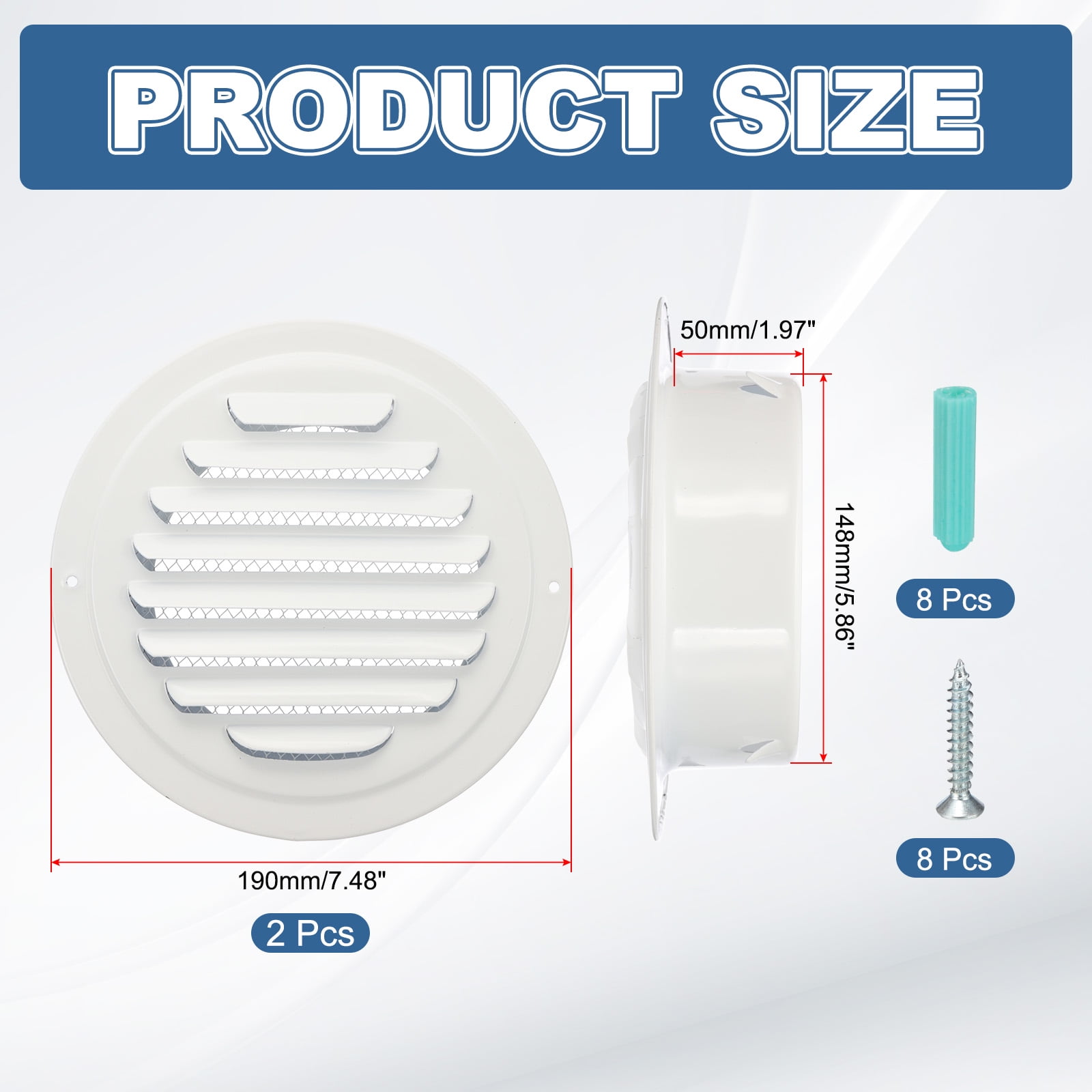 Uxcell Round Air Vents Cover 304 Stainless Steel Louver Grille for Ceiling Mount White 6 Inch