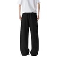 thumbnail image 5 of Njagoc3 Plus Size Pants for Men | Elastic Drawstring Waist Wide Leg Trousers with Side Pockets & Loose Fit | Relaxed Loose Fit for Fall Casual Daily Wear & Weekend Outings，Black，M, 5 of 6