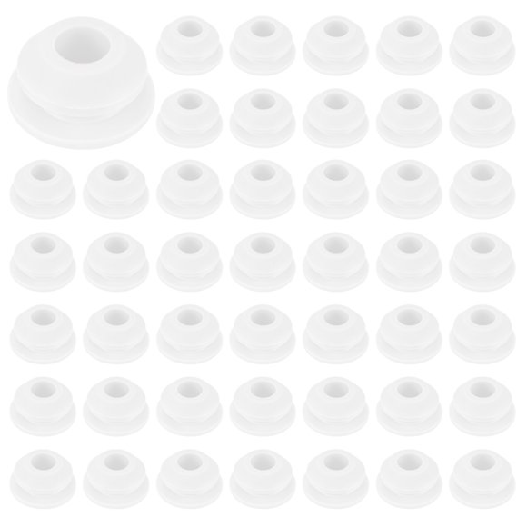 Uxcell 50-Packs Silicone Plugs, Snap in Locking Hole Plugs for 6.5-7mm Hole, Round Hole Rubber Plug Waterproof Sealing Plugs [White]