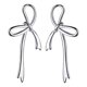 thumbnail image 1 of 1 par de pendientes de lazo de plata para mujer, pendientes de lazo hueco, colgante, joyería elegante para mujer, 1 of 7