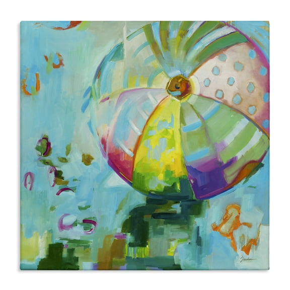 Stupell Industries Coastal Modern Beach Ball Pattern Canvas Art, 17 x 17, by Liz Jardine