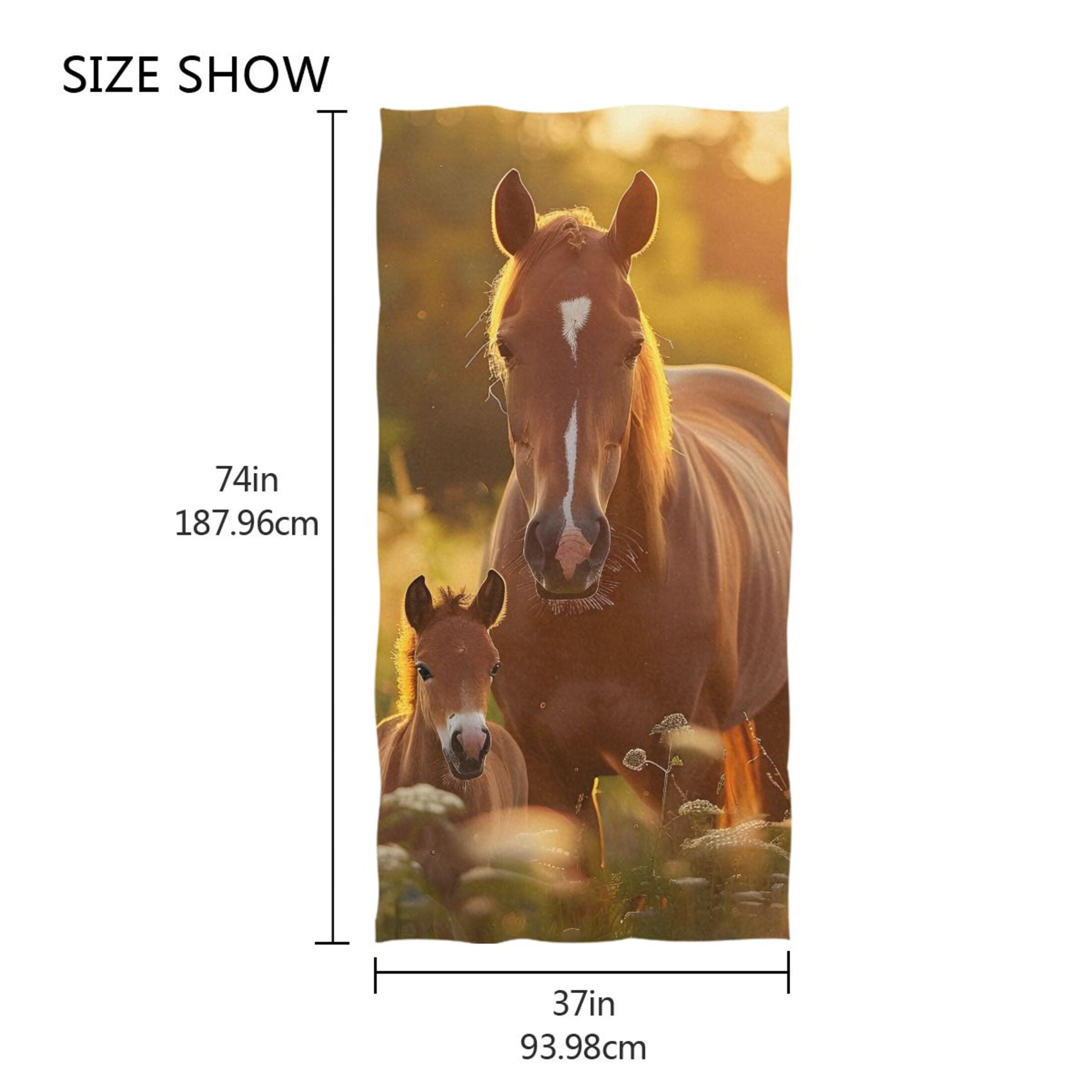 Beautiful Brown Horse Beach Towel Oversized 74"x37" Pool Towels Soft Absorbent Extra Large Quick Drying for Bathroom