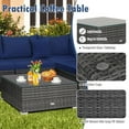 thumbnail image 3 of Canddidliike Patio Furniture Sets, 7 Pieces Patio Rattan Furniture Set Sectional Sofa Garden Cushion-Navy, Wicker Sofa Small Patio Conversation Couch for Garden, Poolside, 3 of 7