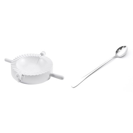 

1 Pcs White Plastic Hand Press Pierogi Mold Dumpling Mould & 1 Pcs Long Handle Stainless Steel Tea Coffee Spoon
