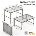 thumbnail image 2 of Folding Camping Table, Portable Picnic Table, 3x2 FT Lightweight Grill Table with Adjustable Height, Carry Handle, Metal Folding Table for Picnic Camping Cooking BBQ,Silver, 2 of 13