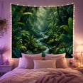 thumbnail image 2 of Tropical Jungle Stream with Lush Foliage in Misty Forest, Mystical Boho for Plant Lovers, Nature Lover Wall Art, Housewarming Gift, Tapestry Wall Hanging for Bedroom and Dorm, 2 of 7