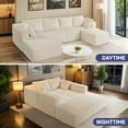 thumbnail image 4 of 4 Seats Boneless Modular Cloud Sectional Sofa, Extra-Wide Deep Seats Plush Corduroy Sleeper Couch for Cozy Modern Living Rooms, Small Spaces & Apartments (Beige, 136"-U Shape), 4 of 7