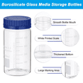thumbnail image 3 of 4 Pack Reagent Media Storage Bottles, 500ml Borosilicate Glass Wide Mouth Graduated Round Bottles with GL32 Screw Cap, 3 of 6