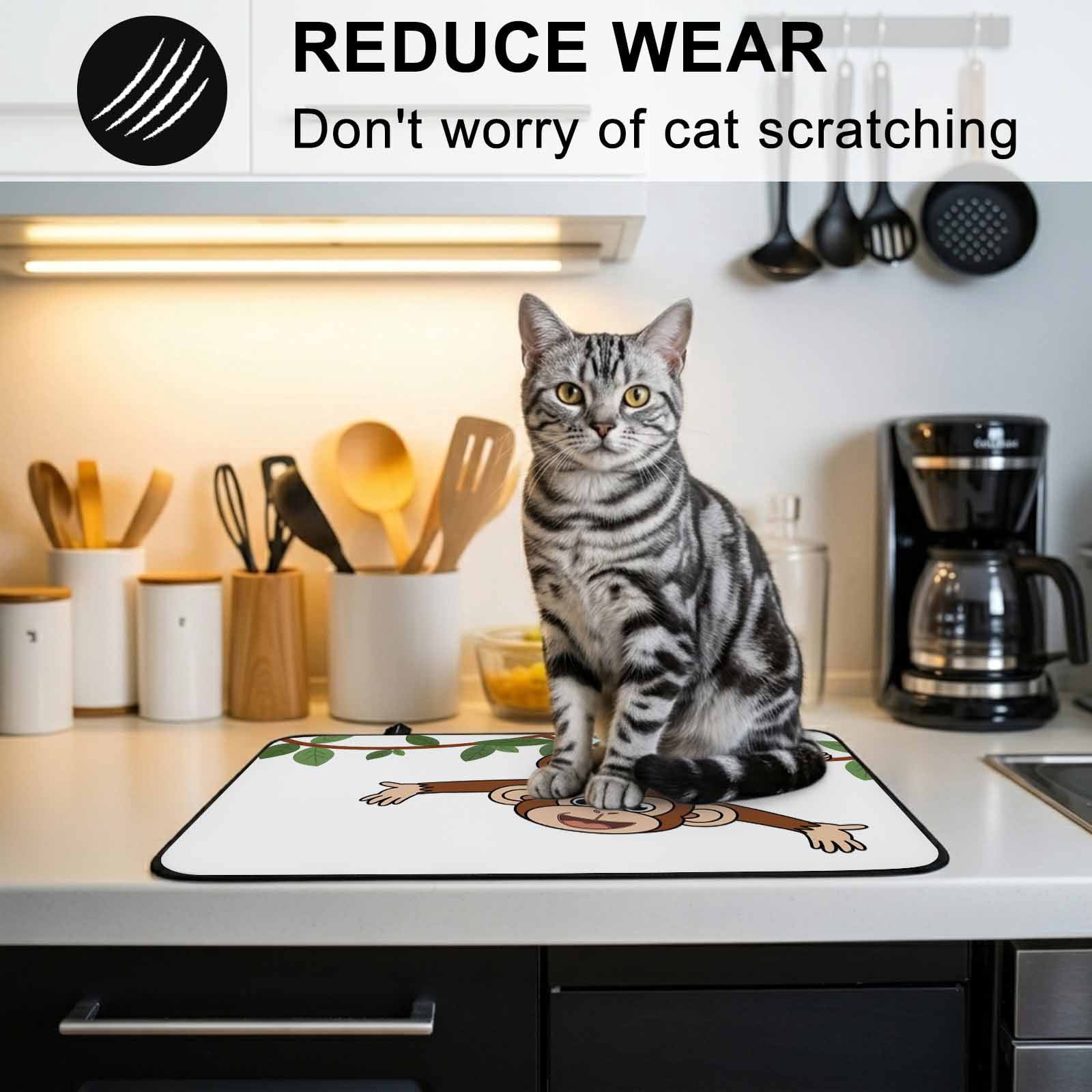 Brown Cute Monkey Stove Top Cover for Electric Stove, Heat-proof & Non Slip Glass Top Stove Cover Protector, Playing Funny Animal on Branch Kitchen Flat Cooktop Rubber Mat 24x21 Inches