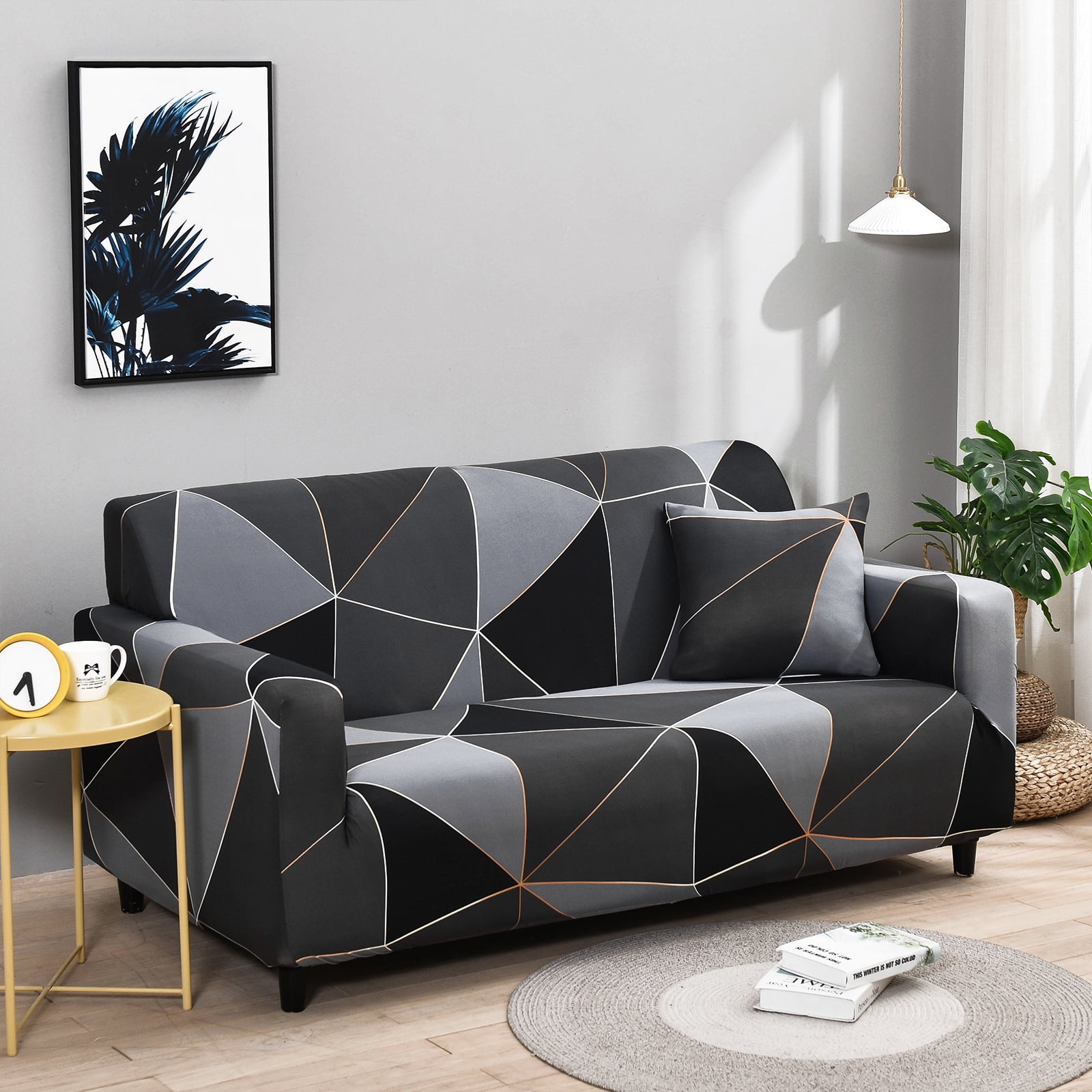Antiskid Spandex Stretch Sofa Cover Furniture Loveseat Slipcover Black Coffee 