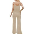 thumbnail image 3 of Women's Knit Trousers Suit Summer Outfit Hollow Out Sleeveless Jumpsuit Casual Daily Wear Comfortable Stretchy Two Piece Set Women Dress Suites plus Size Rompers And Jumpsuits for Women Dressy, 3 of 4