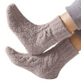 thumbnail image 3 of CUZIBR Cozy Socks For Women Fuzzy Crew Sock Solid Solid Thick Lined Athletic Socks Winter Plush Thermal Cozy Sleeping Comfy Dailywear,D,One Size, 3 of 4