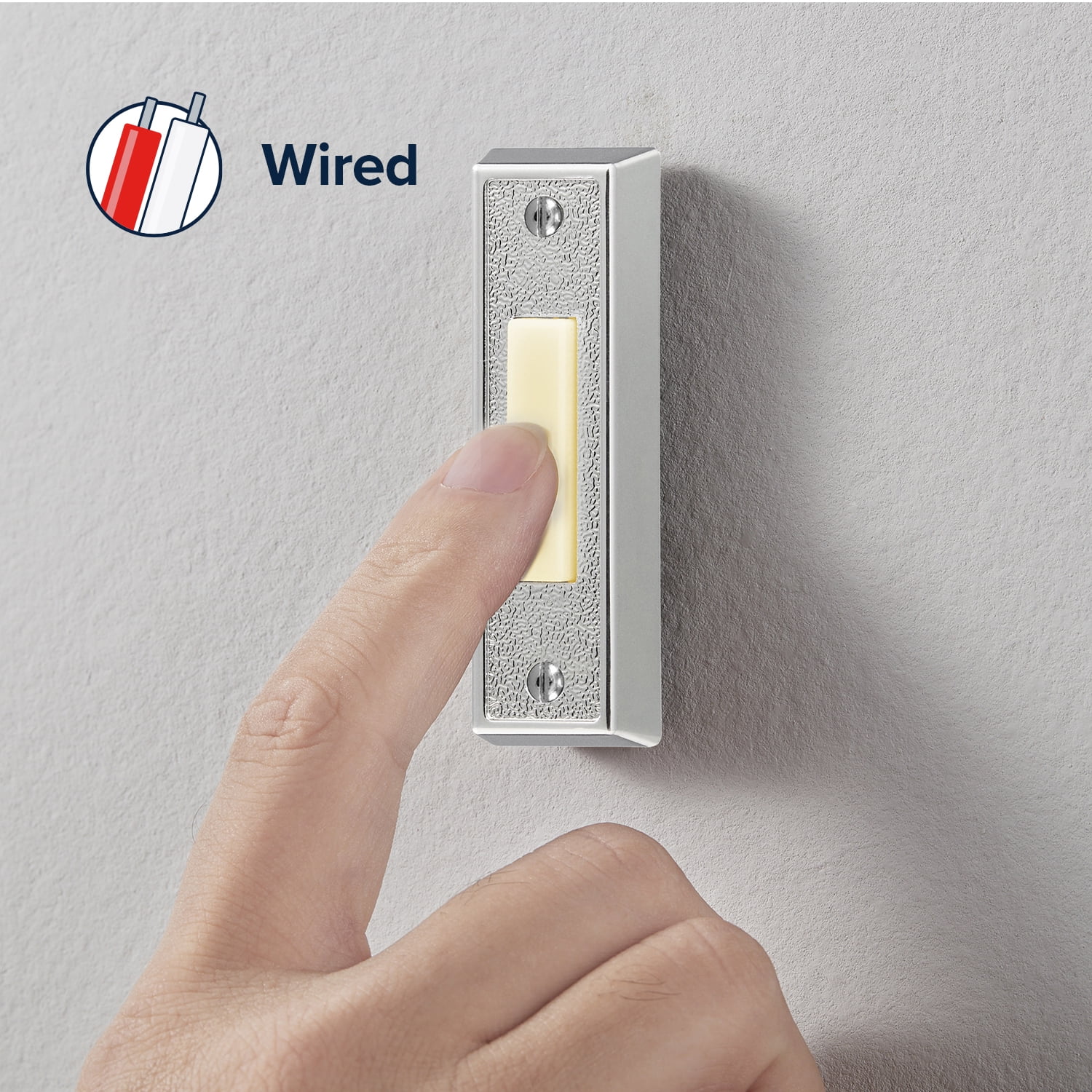 Heath Zenith Heath Zenith Silver Plastic Wired Lighted Push Doorbell Button