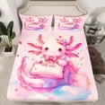 thumbnail image 2 of Feelyou Pink Bow Axolotl Twin Sheet Sets, Dreamy Princess Style Bedding, 3 Pieces, 2 of 7