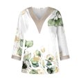 thumbnail image 4 of Summer Savings Clearance 2023! Loopsun 3/4 Length Sleeve Womens Tops, Casual V-Neck Printing Fashion Loose Pullover Green Q, 4 of 5