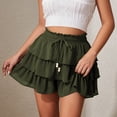 thumbnail image 6 of BRGZLK Womens A Line Ruffle Layered High Waisted Flowy Mini Skirt Solid Color Casual Lightweight Elastic Drawstring Waist, 6 of 7
