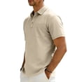 thumbnail image 5 of GrmtClth Men's Polo Shirt with Chest Pocket Short Sleeve Solid Color Business Casual Regular Fit Classic Work Tops 2026 Khaki M, 5 of 7
