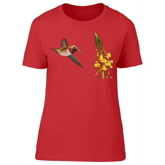 Rufous Hummingbird Yellow Flower T-Shirt Women -Image by Shutterstock, Female x-Large