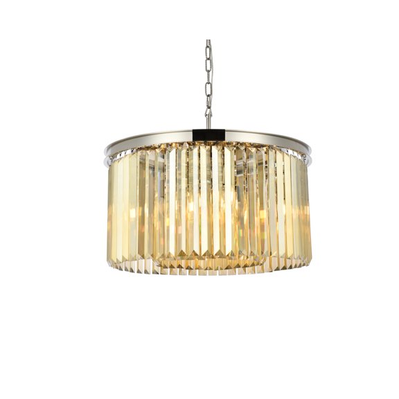 Sydney 8 light Polished nickel Chandelier Golden Teak (Smoky) Royal Cut Crystal