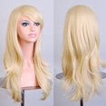 thumbnail image 3 of Peluca Ondulada Larga y Rizada para Cosplay, Peluca Rubia Larga con Flequillo para Mujer, Peluca Rubia Ondulada y Rizada, Pelucas de Halloween de Cabeza Completa para Mujer, 70cm(Rubio claro), 3 of 3