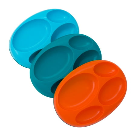 Boon PLATE Edgeless Nonskid Plate, Baby Plate, Blue, Orange & Green, 3 Pk