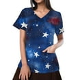 thumbnail image 3 of July 4Th Shirts For Women, Scrubs Tops Of V Neck Short Sleeve Workwear With Pockets Red White And Royal Blue American Flag Top Scrub Women Stretchy Pants Shirts Outfits Shirts (5XL, Blue) ZMTing, 3 of 3