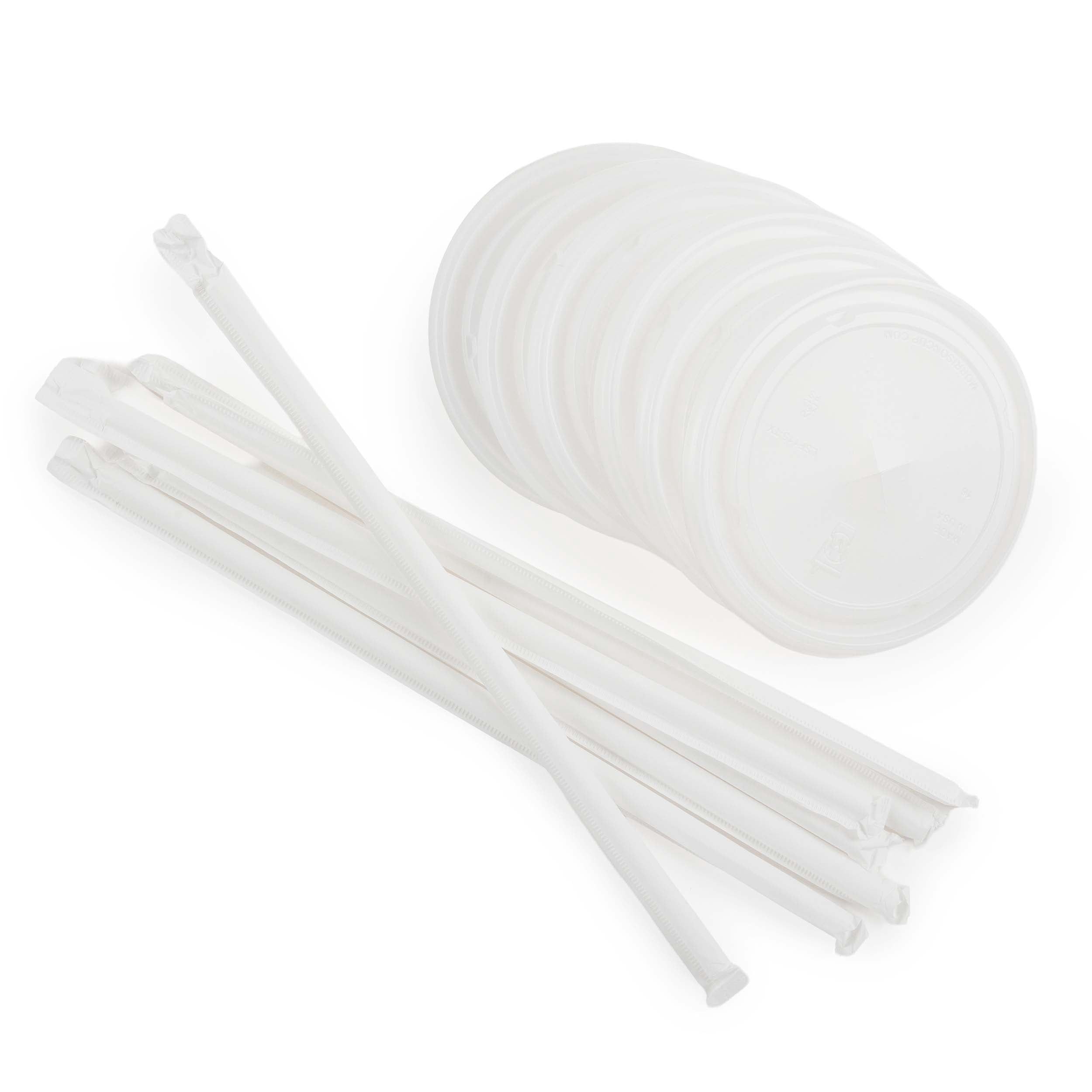 Social Butterfly Disposable Foam Cups with Lids and Straws, 44 oz, Cowboy Design, 8 Count