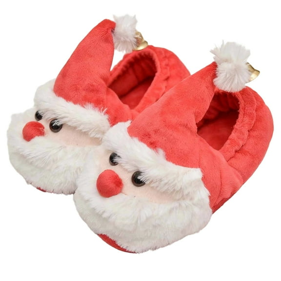 FUZHIQ Toddler Slippers,Unisex Christmas Slippers Santa Claus Slippers Cute Plush Kids Anti House Loafers for Boy Girl