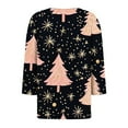 thumbnail image 4 of Feancey V Neck Christmas T Shirts for Women 3/4 Length Sleeve Henley Shirt Holiday Casual Xmas Tree Print Graphic Tees Comfy Loose Tunic Tops Pink L, 4 of 5