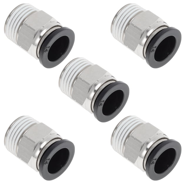 Conectores de aire de 35/64" con rosca macho, conector rápido de línea de aire, plástico niquelado, cobre 1/2" NPT, 5 piezas, tono negro y plata