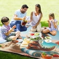 thumbnail image 4 of Dinosaur and Beach Sands Beach Blanket Outdoor Picnic Blanket 78"x 78" Waterproof Foldable for Beach Camping Travel Hiking Grass Lawn Park, 4 of 5