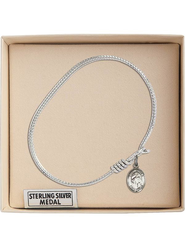 Bonyak Jewelry Oval Eye Hook Bangle Bracelet w/St Ursula in Sterling Silver