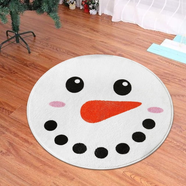 Alfombra Navideña Estilo Tatami, Ideal para Dormitorio, Mesita de Noche, con Tiras Antideslizantes, Fácil de Limpiar, Color Poliéster Multicolor, 80 X 80 Cm, con Puntos de Goma Antideslizantes. 1 Uni