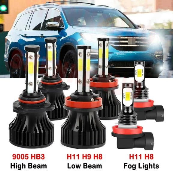 9005 H11 High&Low Beam for Honda Ridgeline 2017 2018 2019 2020 LED Headlights H11 Fog Lights 6pcs
