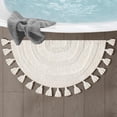 thumbnail image 5 of Cotton Half Circle Boho Bathroom Rug with Antiskid 22"x36" Ivory – 100% Cotton Scalloped Bath Mat, Anti‑Skid, Soft & Absorbent Bathroom Rug for Shower, Tub & Entryway, 5 of 5