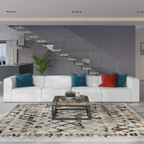 Modway Mingle Vegan Leather 4-Piece Sectional Sofa in White