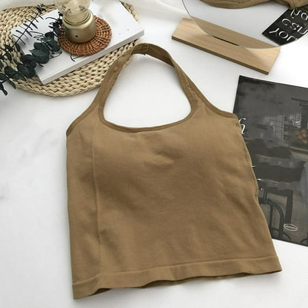 YSABOXS Tank Top  Backless with Built-in Bra Pads Sling Vest Top GXN