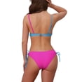 thumbnail image 3 of INSPIRE CHIC Women's Front Cross Contrast Color Bikini Sets 2 Piece Strappy Top Tie Size Triangle Bottoms Swimwear Bathing Suits X-Large Rose Red Blue, 3 of 5