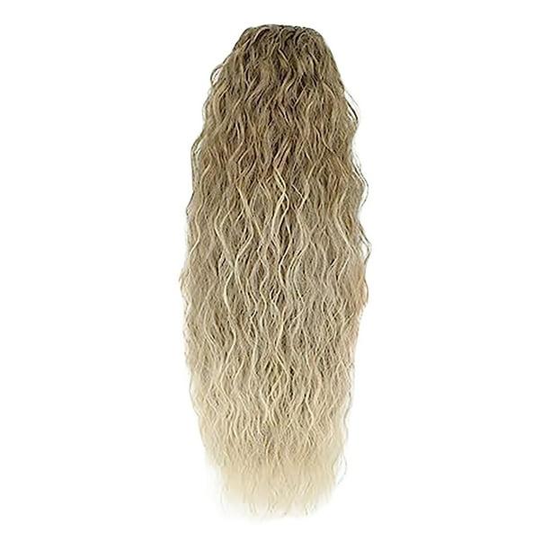 Pelucas con flequillo para mujer, peluca ondulada suelta con cordón, cola de caballo, cola de caballo, malla elástica, trenza natural y realista, hermosa cola de caballo con patrón de agua.