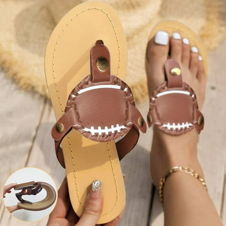 

Dezsed Women s Slippers Clearance Women s Sandals Summer Fashion Baseball Sandals Flat Slippers Flip Flops Open Toe Beach Sandals Brown 40