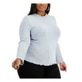 thumbnail image 1 of REBELLIOUS ONE Chandail à Col Roulé à Manches Longues pour Femmes, Bleu Pâle, Extensible, Côtelé, à Bord Festonné, Grande Taille2X, 1 of 2