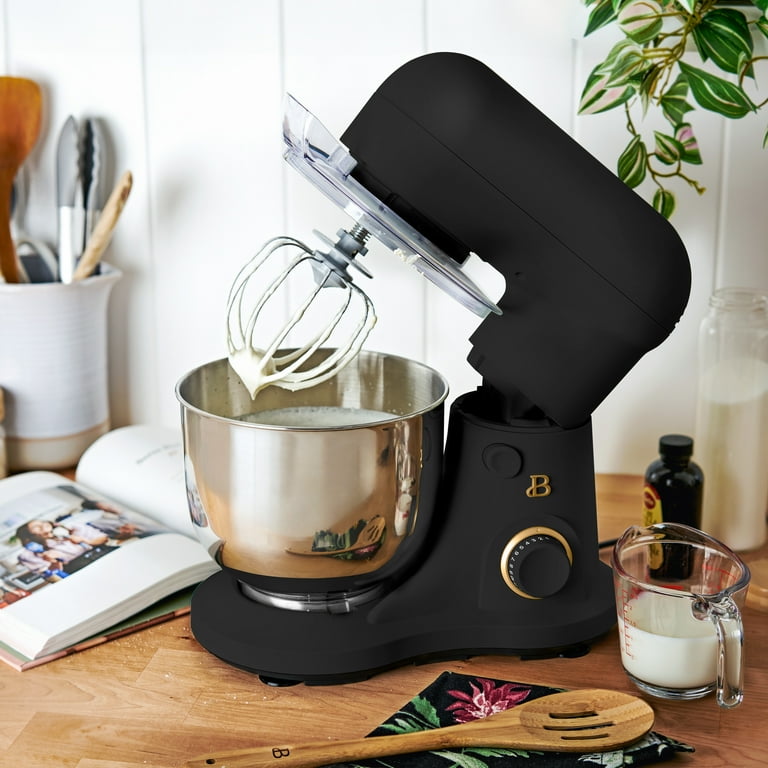 Beautiful 3.5 Qt Stand Mixer, Black Sesame with Flat Beater, Dough